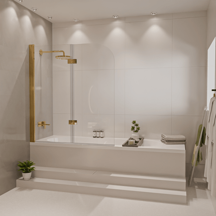 Pare-baignoire pliable avec revêtement Nano - Or brillant - 120 cm - Caracas