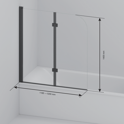 Pare-baignoire pliable avec revêtement Nano - Noir - 120 cm - Caracas