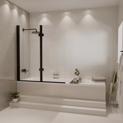 Pare-baignoire pliable avec revêtement Nano - Noir - 120 cm - Caracas