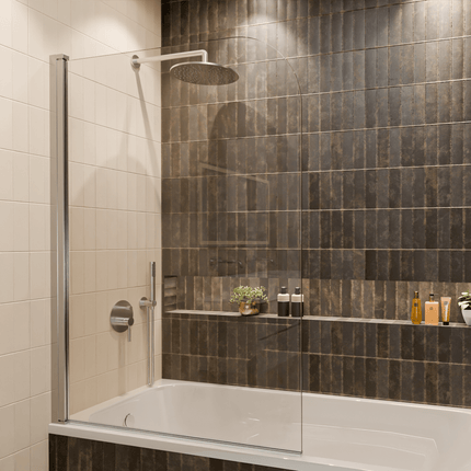 Paroi de baignoire avec profilé aluminium chrome - 100 x 140 cm - Palmas