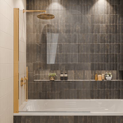 Paroi de baignoire avec revêtement Nano - Or brillant - 100 x 140 cm - Palmas