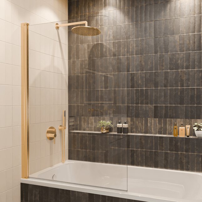 Paroi de baignoire avec revêtement Nano - Or brillant - 100 x 140 cm - Palmas