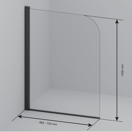 Paroi de baignoire avec revêtement Nano - Noir - 100 cm - Palmas