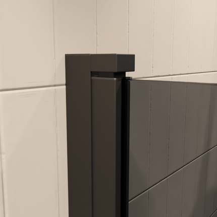 Paroi de baignoire avec verre fumé et revêtement nano - Noir - 100 x 140 cm - Palmas