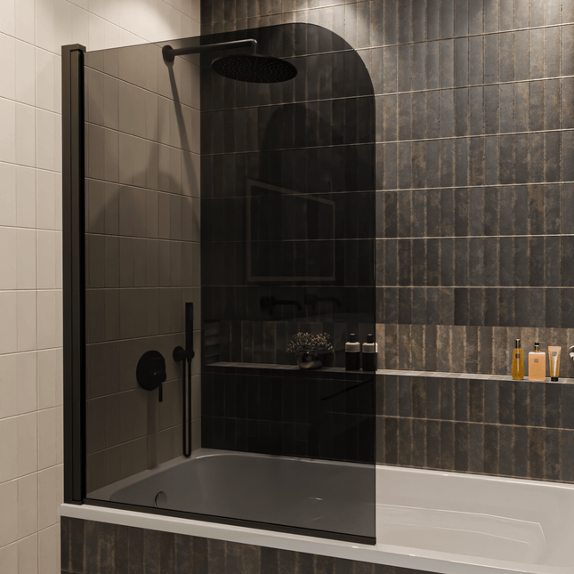 Paroi de baignoire avec verre fumé et revêtement nano - Noir - 100 x 140 cm - Palmas
