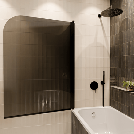 Paroi de baignoire avec verre fumé et revêtement nano - Noir - 100 x 140 cm - Palmas