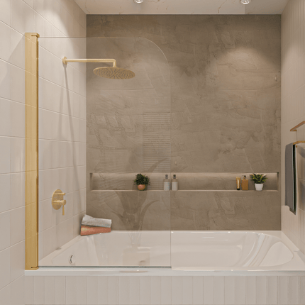 Paroi de baignoire avec traitement Nano - Or brillant - 80 x 140 cm - Palmas
