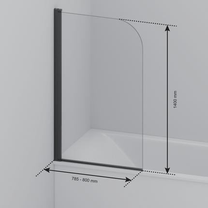 Paroi de baignoire pivotante avec revêtement Nano - Noir - 80 x 140 cm - Palmas