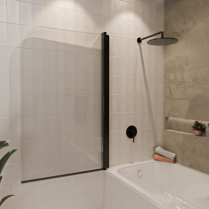 Paroi de baignoire pivotante avec revêtement Nano - Noir - 80 x 140 cm - Palmas