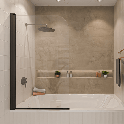Paroi de baignoire pivotante avec revêtement Nano - Noir - 80 x 140 cm - Palmas