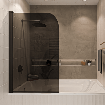 Paroi de baignoire avec verre fumé et traitement Nano - Noir - 80 cm - Palmas