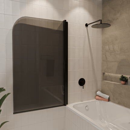 Paroi de baignoire avec verre fumé et traitement Nano - Noir - 80 cm - Palmas