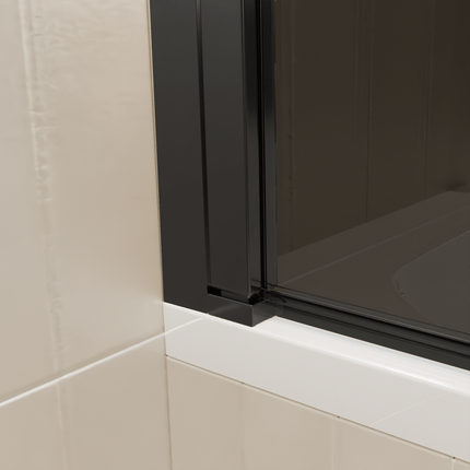Paroi de baignoire avec verre fumé et traitement Nano - Noir - 80 cm - Palmas