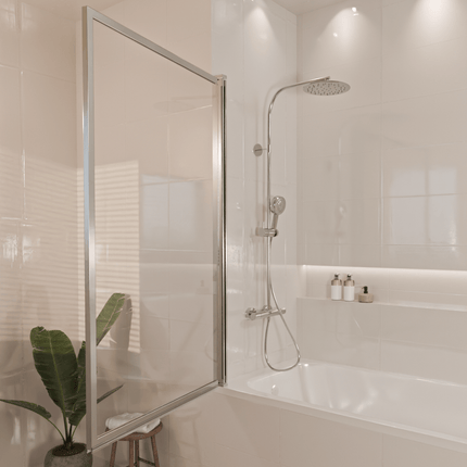 Paroi de baignoire avec revêtement Nano - Chrome - 80 x 140 cm - Salvador