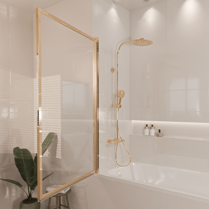 Paroi de baignoire pivotante avec revêtement Nano - Or brillant - 80 x 140 cm - Salvador