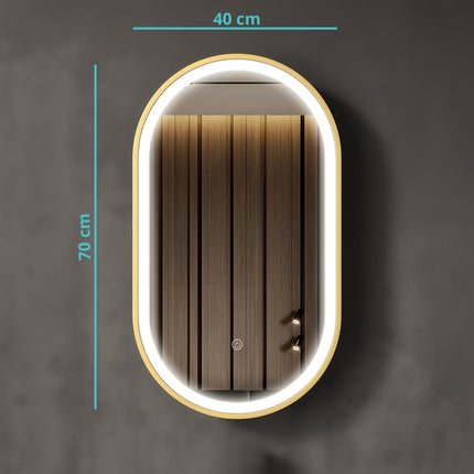 Miroir de salle de bains avec éclairage LED intégré et fonction anti-buée - 40 x 70 - Berlin