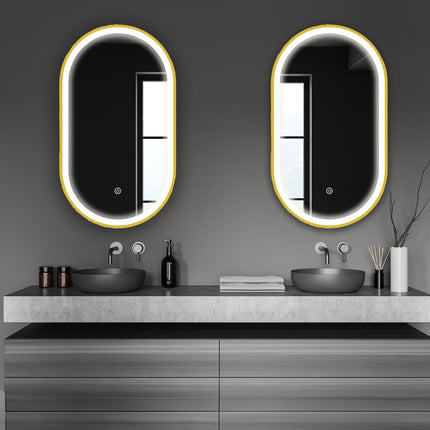 Miroir de salle de bains avec éclairage LED intégré et fonction anti-buée - 40 x 70 - Berlin