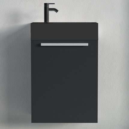 Meuble WC suspendu finition mate avec vasque intégrée - Noir - 40 cm - Bombay