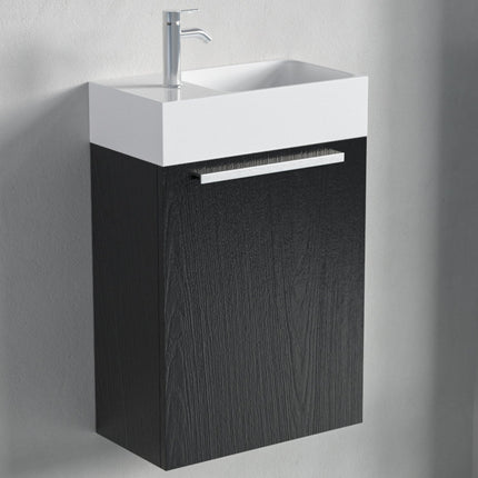 Meuble WC suspendu style contemporain avec vasque blanche intégrée - Chêne noir - 40 cm - Bombay