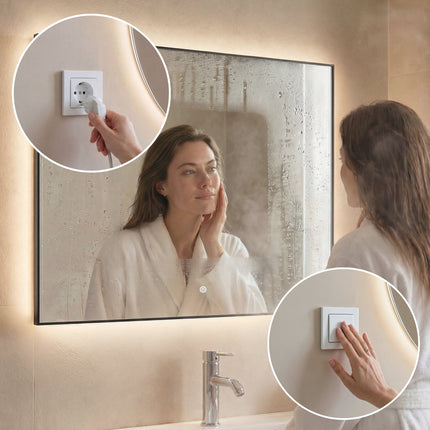 Miroir de salle de bains avec éclairage LED et fonction anti-buée - 80 cm - DS CONCEPT