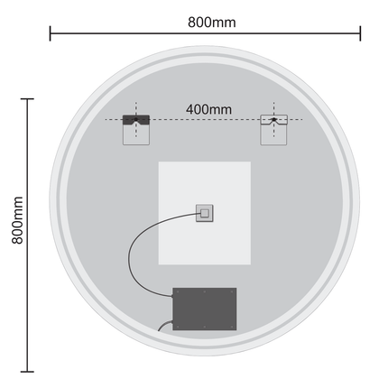 Miroir de salle de bain LED avec fonction anti-buée - 80 cm - BOSTON