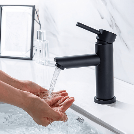 Robinet de lavabo à bec fixe noir mat - CALLISTO