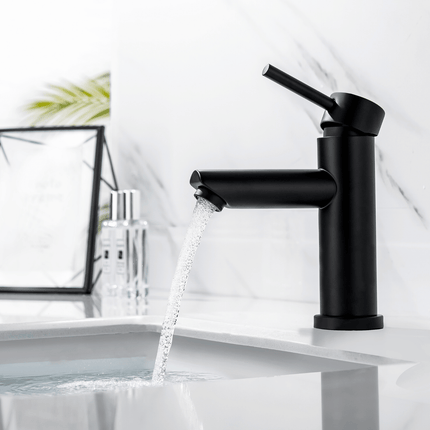 Robinet de lavabo à bec fixe noir mat - CALLISTO