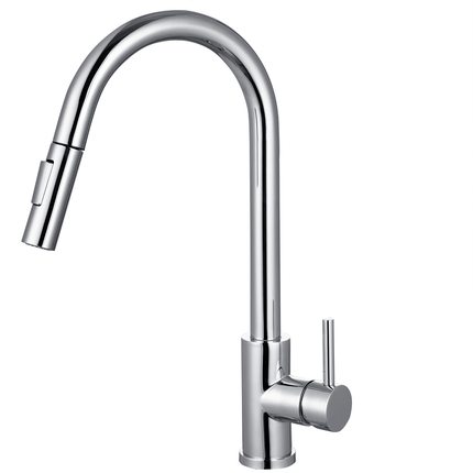 Robinet de cuisine design épuré avec douchette extractible - chrome - CALYPSO