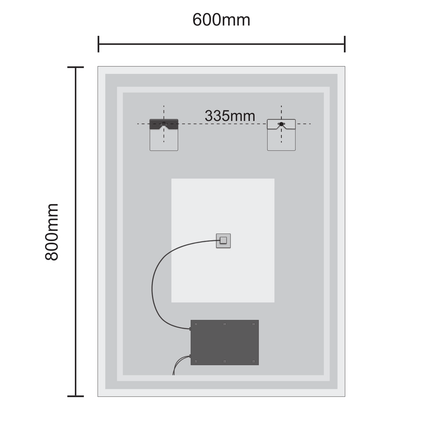Miroir de salle de bains LED anti-buée - 80 x 60 cm - Cannes