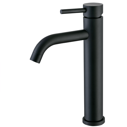 Robinet de lavabo bec haut avec vasque à poser - noir - CARDANO