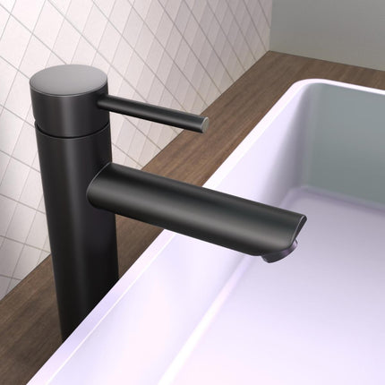 Robinet de lavabo noir avec vasque à poser - Ceres