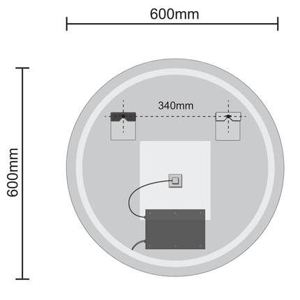 Miroir salle de bain anti-buée avec éclairage LED réglable - 60 cm - CHICAGO