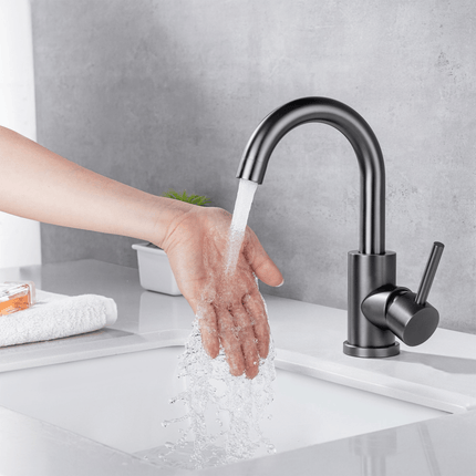 Robinet de lavabo Gun Metal avec bec orientable 180° - CHLOÉ