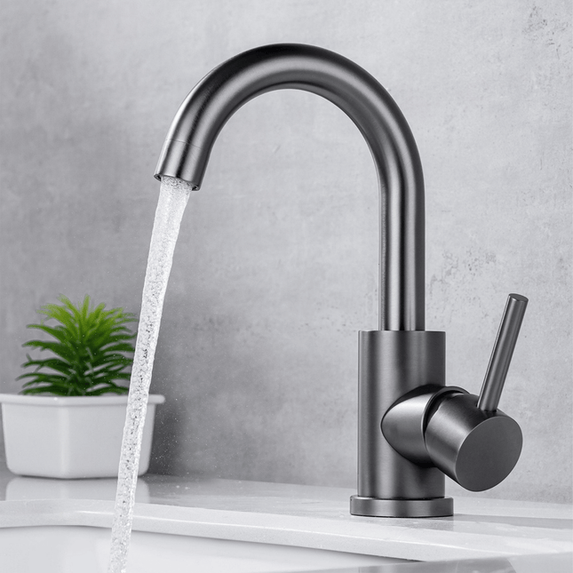 Robinet de lavabo Gun Metal avec bec orientable 180° - CHLOÉ
