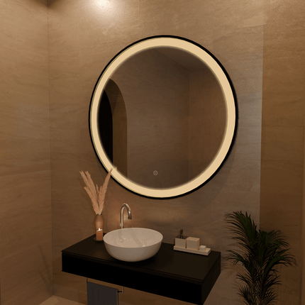 Miroir de salle de bain LED avec fonction anti-buée - Noir - 100 cm - DETROIT