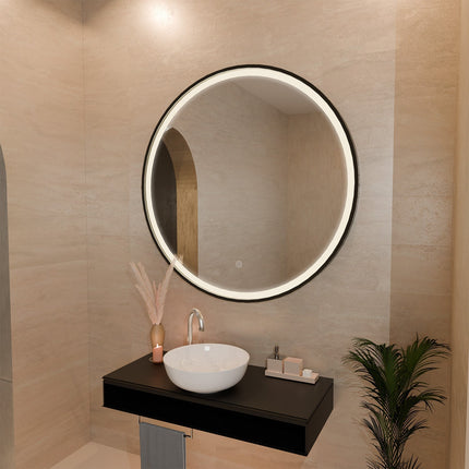 Miroir de salle de bain LED avec fonction anti-buée - Noir - 100 cm - DETROIT