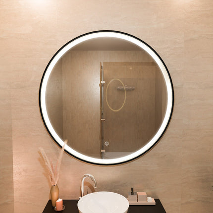 Miroir de salle de bain LED avec fonction anti-buée - Noir - 100 cm - DETROIT