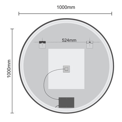 Miroir de salle de bain LED avec fonction anti-buée - Noir - 100 cm - DETROIT