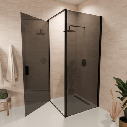 Cabine de douche avec verre fumé Nano Revêtement - Noir - 90 cm - Bogota