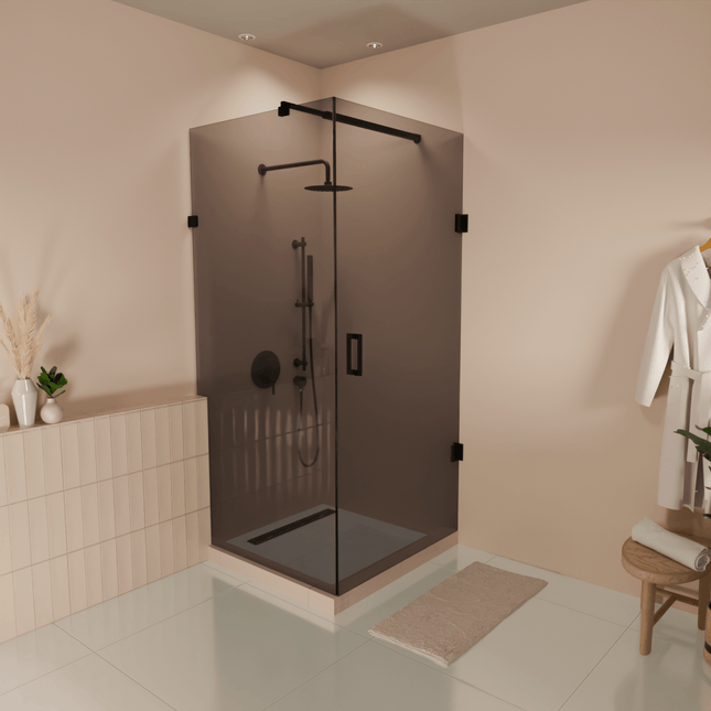 Cabine de douche sans profilé avec porte pivotante - Noir - 90 x 200 cm - Cali