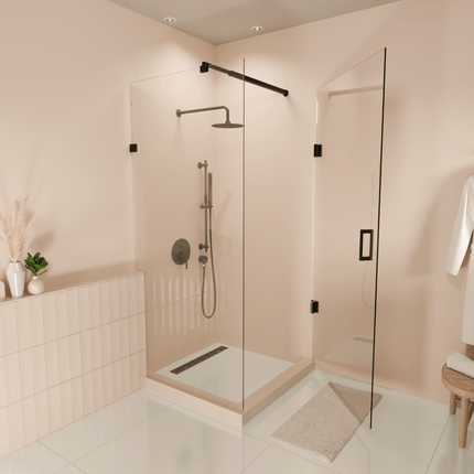 Cabine de douche sans profilé avec porte pivotante - Noir - 90 cm - Cali