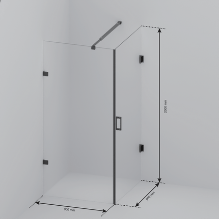 Cabine de douche sans profilé avec porte pivotante - Noir - 90 cm - Cali