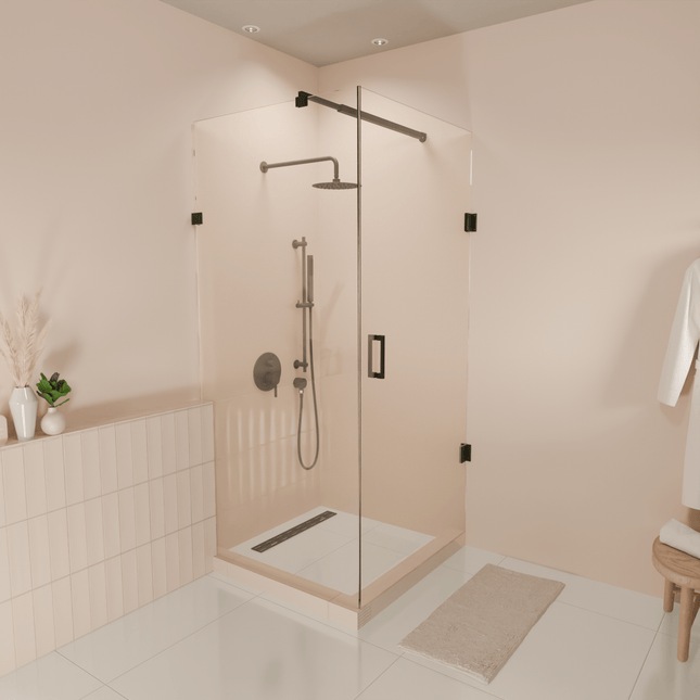 Cabine de douche sans profilé avec porte pivotante - Noir - 90 cm - Cali