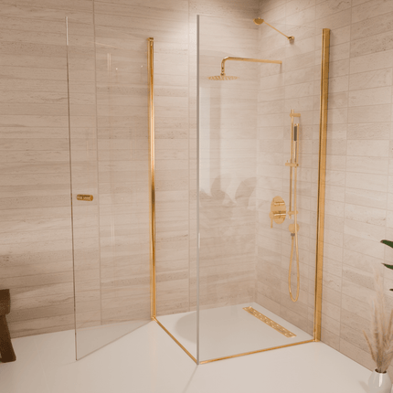 Cabine de douche moderne avec porte pivotante - Or brillant - 90 cm - Medellin