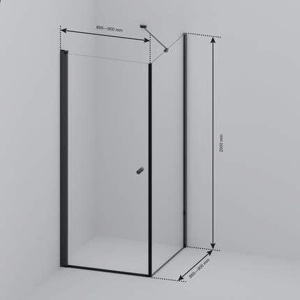 Cabine de douche moderne avec porte pivotante - Or brillant - 90 cm - Medellin