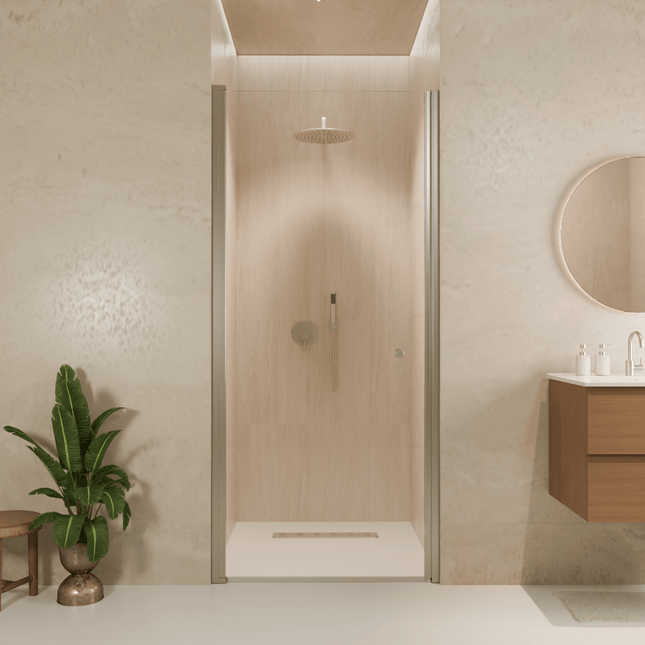 Porte de douche pivotante avec verre trempé et traitement Nano - Chrome - 90 cm - Rio