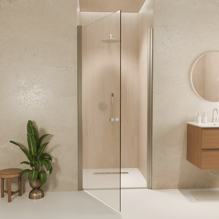 Porte de douche pivotante avec verre trempé et traitement Nano - Chrome - 90 cm - Rio
