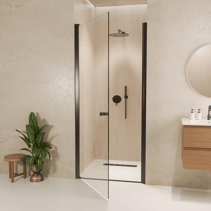 Porte de douche pivotante avec revêtement Nano - Noir - 90 x 200 cm - Rio