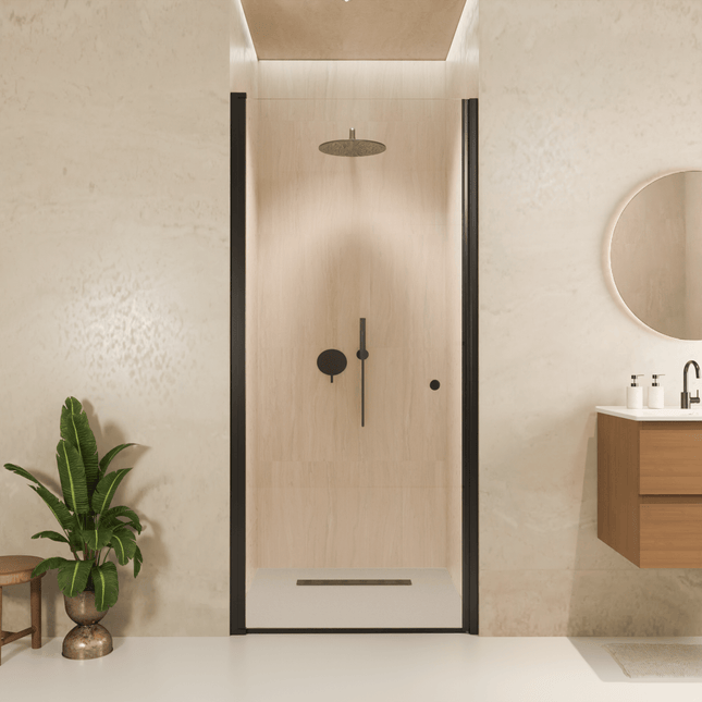 Porte de douche pivotante avec revêtement Nano - Noir - 90 x 200 cm - Rio