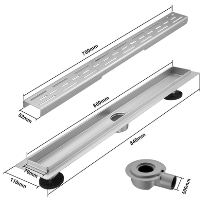 Caniveau de douche en acier inoxydable brossé - 80 cm - DS CONCEPT